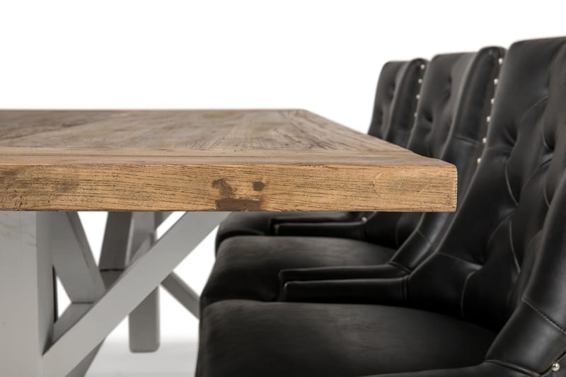 Lyon Spisegruppe 200 cm med 6 Tuva Stol - Natur/Hvit/Svart - Møbler - Bord - Spisegrupper