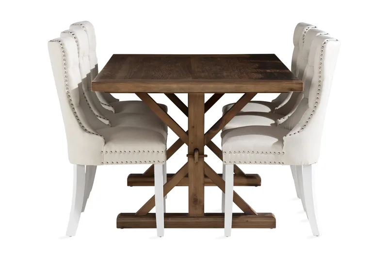 Lyon Spisegruppe 200x100 cm inkl 6 Bergviken Stoler - Brun - Møbler - Bord - Spisegrupper