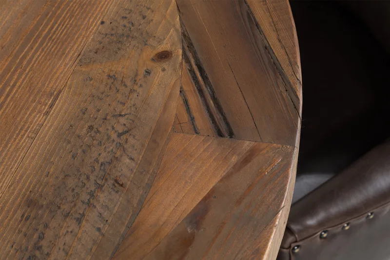 Lyon Spisegruppe Rund med 4 Tuva Lenestoler Kunstlær - Tre/Hvit/Svart PU - Møbler - Bord - Spisegrupper