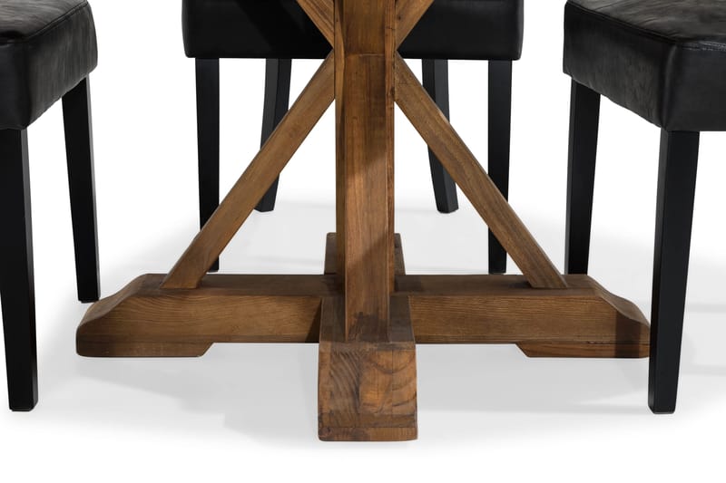 Lyon Spisegruppe Rund med 4 Tuva Lenestoler Kunstlær - Tre/Svart PU - Møbler - Bord - Spisegrupper