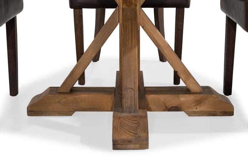 Lyon Spisegruppe Rund med 4 Tuva Lenestoler Kunstlær - Tre/Svart PU - Møbler - Bord - Spisegrupper