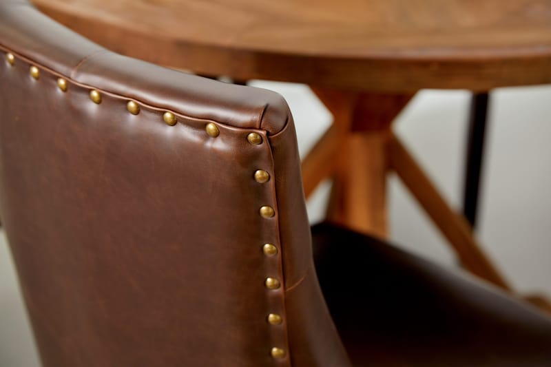 Lyon Spisegruppe Rund med 4 Tuva Lenestoler Kunstlær - Tre/Svart PU - Møbler - Bord - Spisegrupper