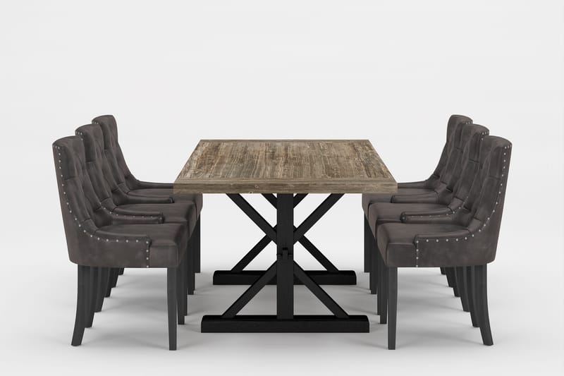 Lyon Premium Forlengningsbar Spisegruppe 200-290 cm+6 Tuva S, Brun/Svart
