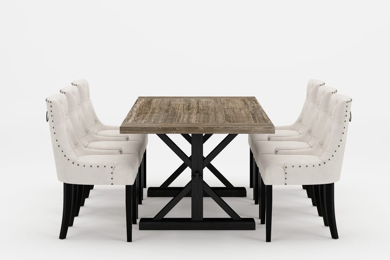 Lyon Premium Spisegruppe 200-290 cm + 6 Viktoria Stoler - Hvit/Brun - Møbler - Bord - Spisegrupper
