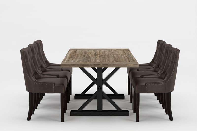 Lyon Premium Forlengningsbar Spisegruppe 200-290 cm+6 Tuva S - Brun/Svart - Møbler - Bord - Spisegrupper