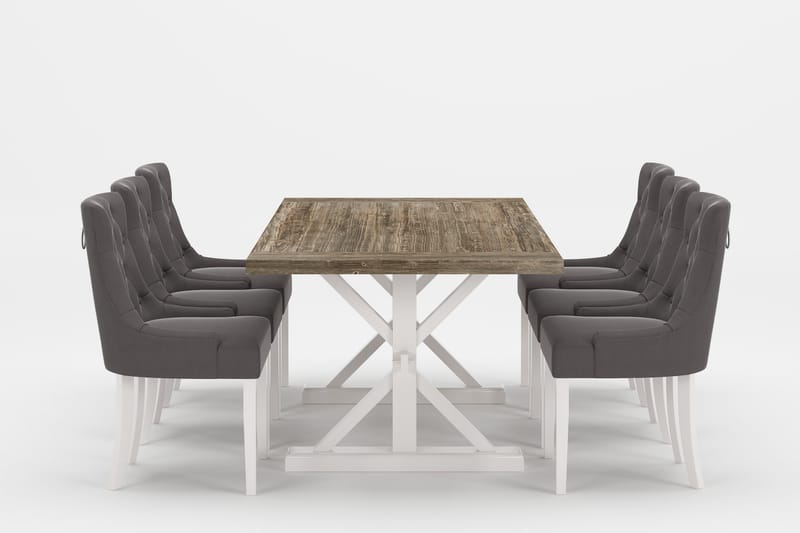 Lyon Premium Spisegruppe 200-290 cm + 6 Viktoria Stoler - Grå/Brun - Møbler - Bord - Spisegrupper
