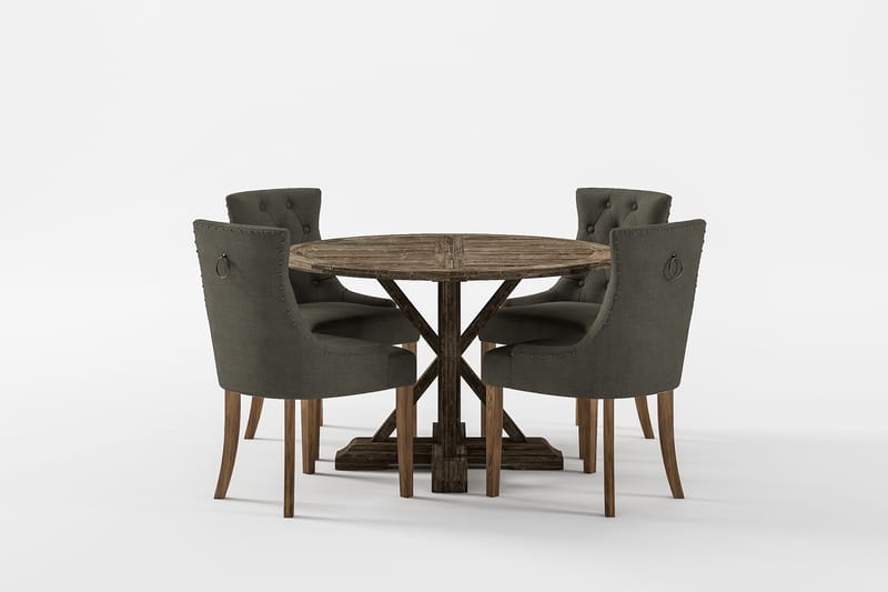 Lyon Premium Spisegruppe 120-160 cm + 4 Viktoria Stoler - Grønn/Brun - Møbler - Bord - Spisegrupper