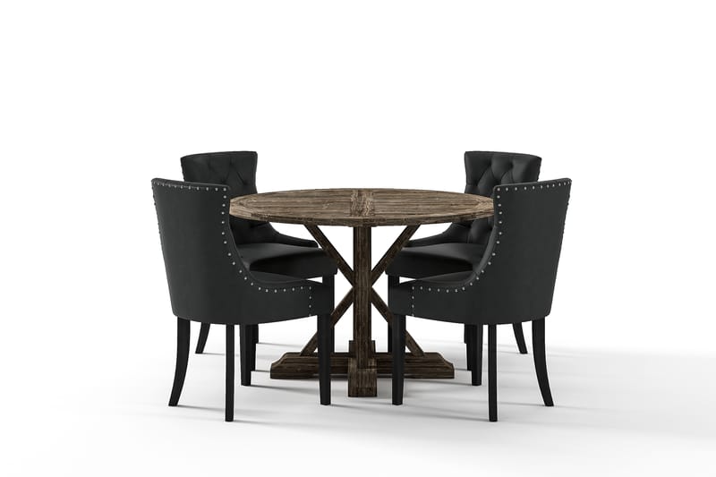 Lyon Premium Forlengningsbar Spisegruppe 120-160 cm+4 Tuva S - Svart/Brun - Møbler - Bord - Spisegrupper