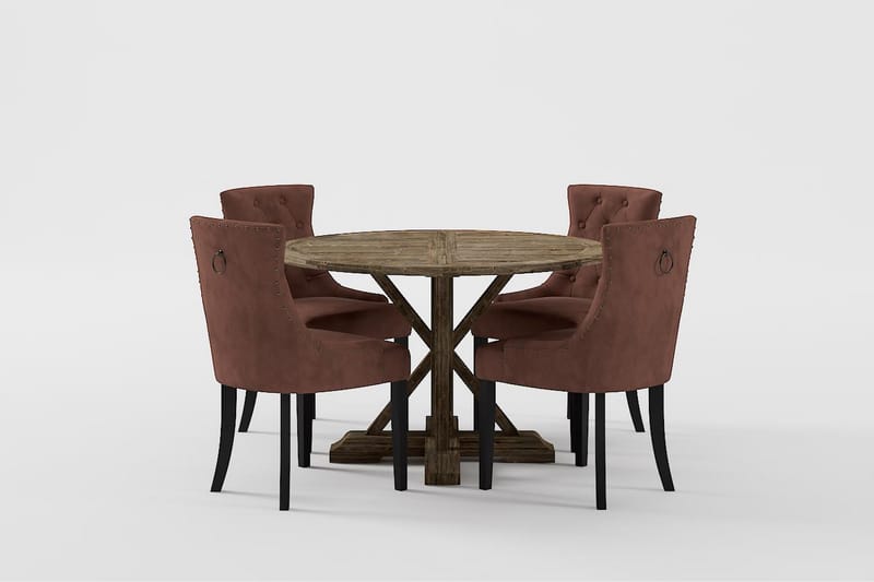 Lyon Premium Spisegruppe 120-160 cm + 4 Viktoria Stoler - Brun - Møbler - Bord - Spisegrupper