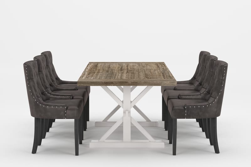 Lyon Premium Forlengningsbar Spisegruppe 200-290 cm+6 Tuva S, Grå/Brun