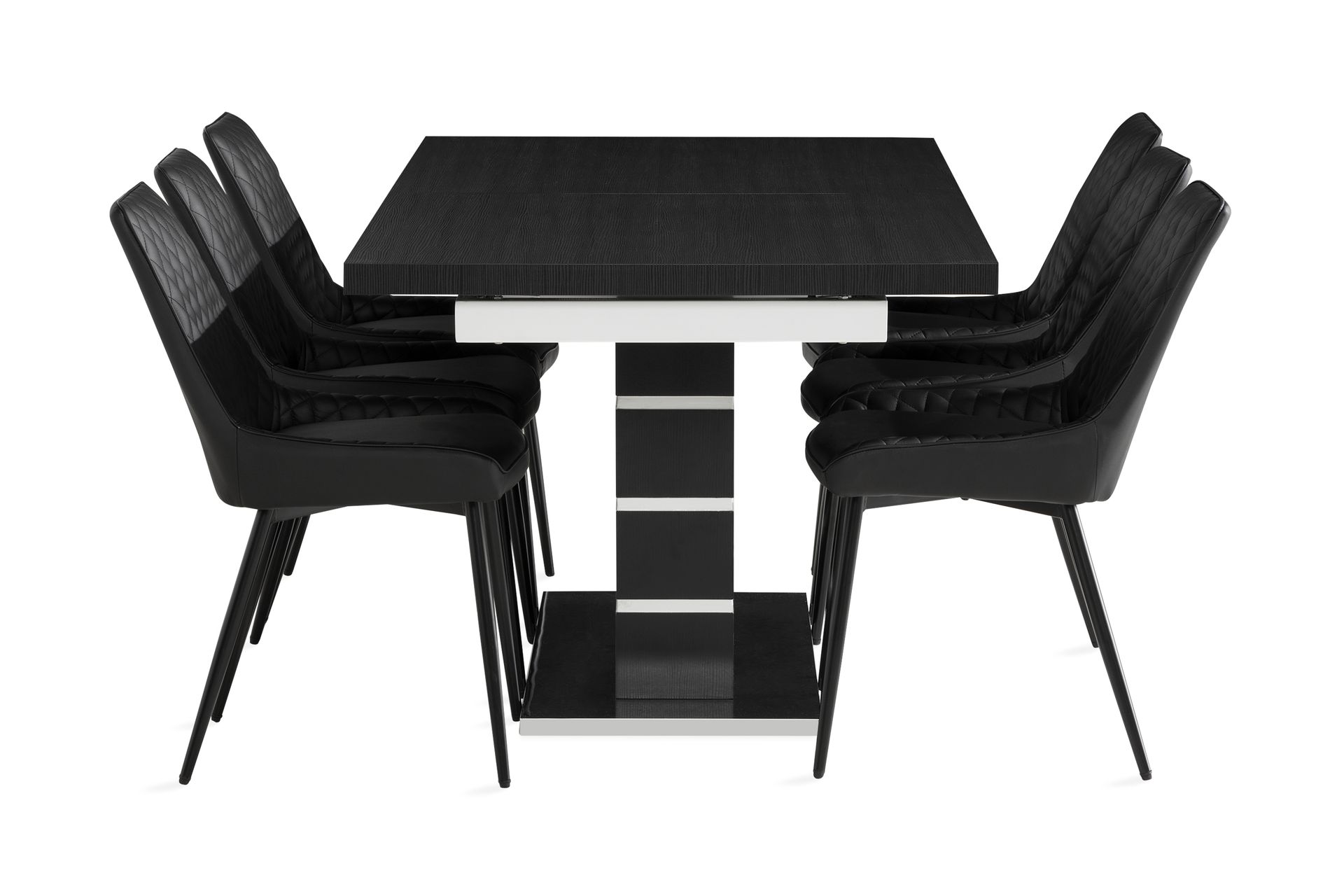 Macahan Forlengningsbar Spisegruppe 180 cm + 6 Hennebyn Stol - Svart - Møbler - Bord - Spisegrupper