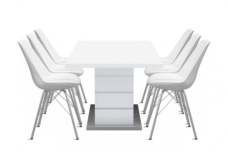 Malibu Forlengningsbart Spisebord 180 cm Med 6 Shell Spisest - Møbler - Bord - Spisegrupper