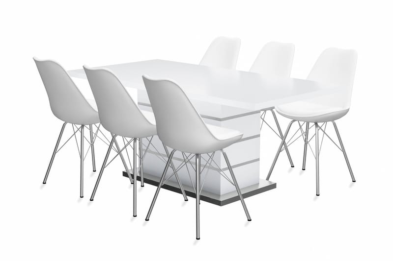 Malibu Forlengningsbart Spisebord 180 cm Med 6 Shell Spisest - Møbler - Bord - Spisegrupper