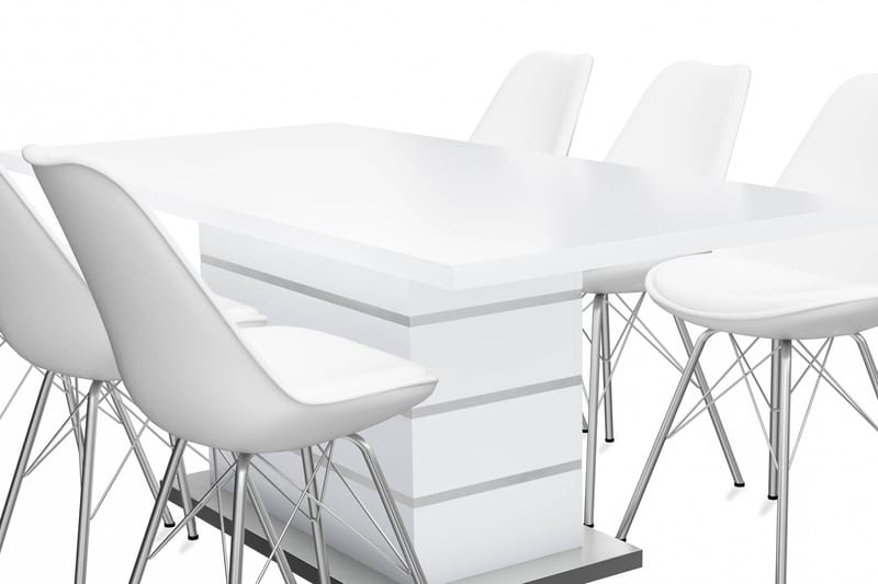 Malibu Forlengningsbart Spisebord 180 cm Med 6 Shell Spisest - Møbler - Bord - Spisegrupper