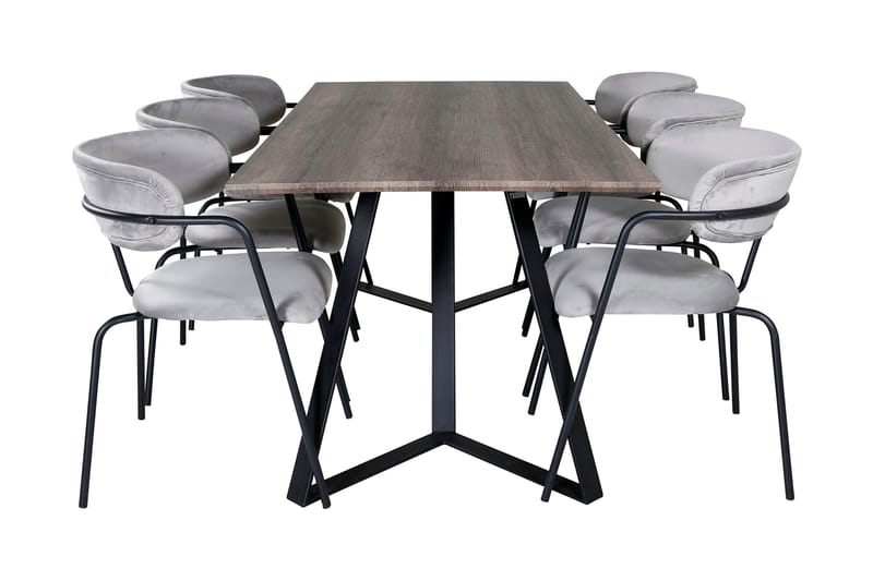 Malvina Spisegruppe 180 cm inkl. 6 Arcarazo Lenestoler - Grå/Svart - Møbler - Bord - Spisegrupper