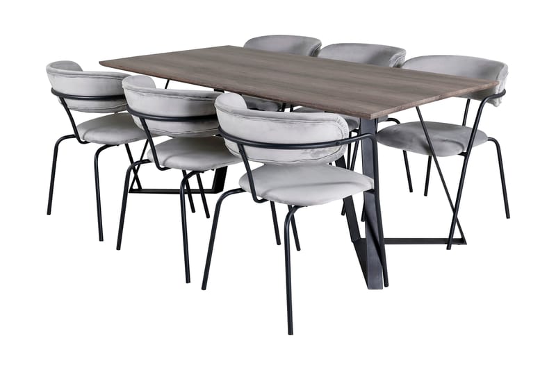 Malvina Spisegruppe 180 cm inkl. 6 Arcarazo Lenestoler - Grå/Svart - Møbler - Bord - Spisegrupper