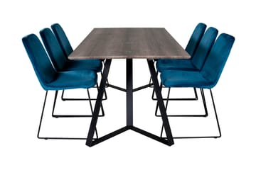 Malvina Spisegruppe 180 cm inkl. 6 Jadraque Stoler - Grå/Svart/Blå - Møbler - Bord - Spisegrupper