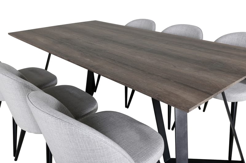Malvina Spisegruppe 180 cm inkl. 6 Sedavi Stoler - Grå/Svart - Møbler - Bord - Spisegrupper