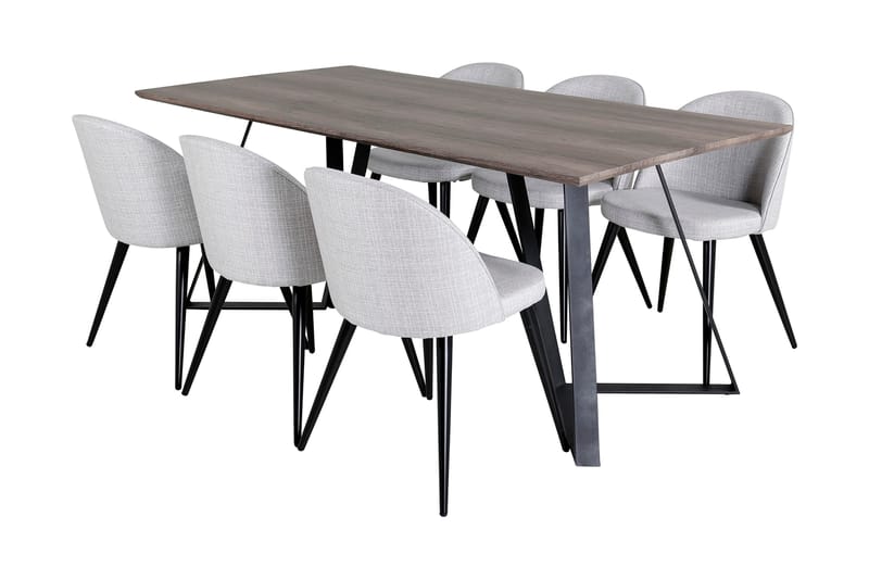 Malvina Spisegruppe 180 cm inkl. 6 Sedavi Stoler - Grå/Svart - Møbler - Bord - Spisegrupper