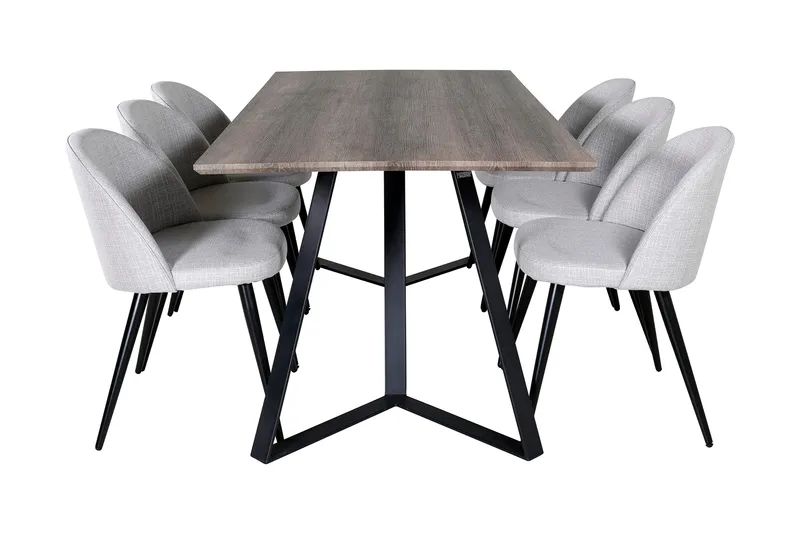 Malvina Spisegruppe 180 cm inkl. 6 Sedavi Stoler - Grå/Svart - Møbler - Bord - Spisegrupper