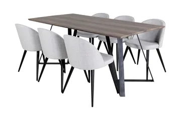 Malvina Spisegruppe 180 cm inkl. 6 Sedavi Stoler - Grå/Svart - Møbler - Bord - Spisegrupper