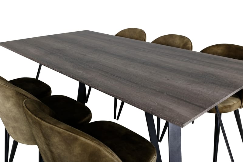 Malvina Spisegruppe 180 cm inkl. 6 Sedavi Stoler - Grå/Svart/Messing - Møbler - Bord - Spisegrupper
