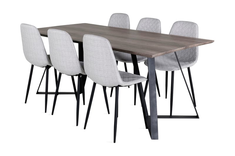 Malvina Spisegruppe 180 cm inkl. 6 Ypas Stoler - Grå/Svart - Møbler - Bord - Spisegrupper