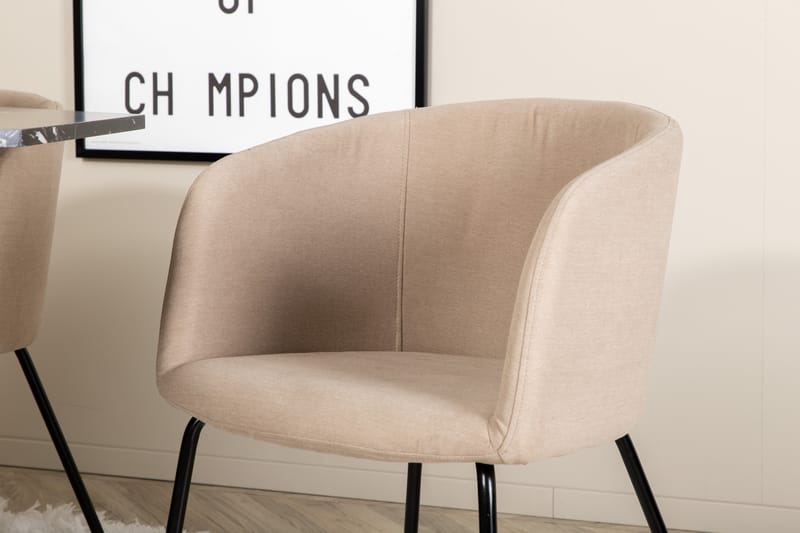 Marbs Spisegruppe 110 cm Rund inkl. 4 Berita Stoler - Svart/Beige - Møbler - Bord - Spisegrupper