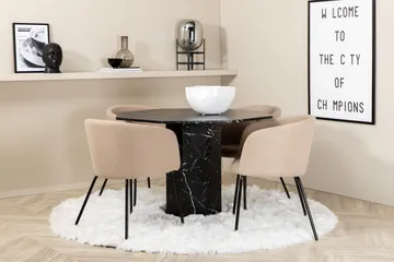 Marbs Spisegruppe 110 cm Rund inkl. 4 Berita Stoler - Svart/Beige - Møbler - Bord - Spisegrupper