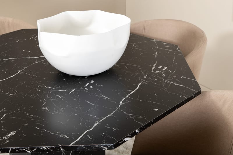 Marbs Spisegruppe 110 cm Rund inkl. 4 Berita Stoler - Svart/Beige - Møbler - Bord - Spisegrupper