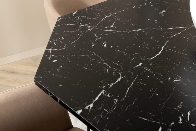 Marbs Spisegruppe 110 cm Rund inkl. 4 Berita Stoler - Svart/Beige - Møbler - Bord - Spisegrupper