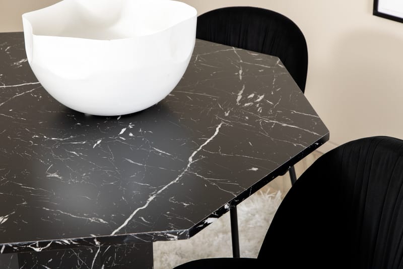 Marbs Spisegruppe 110 cm Rund inkl. 4 Foyos Stoler - Svart - Møbler - Bord - Spisegrupper