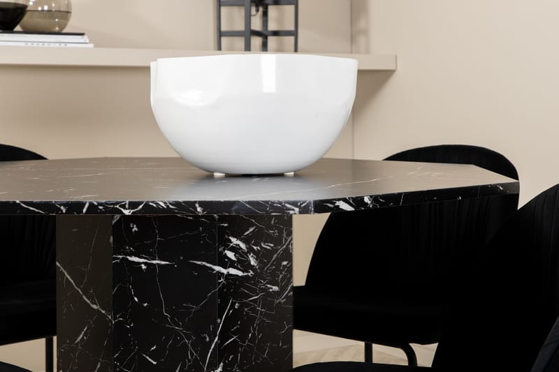 Marbs Spisegruppe 110 cm Rund inkl. 4 Foyos Stoler - Svart - Møbler - Bord - Spisegrupper