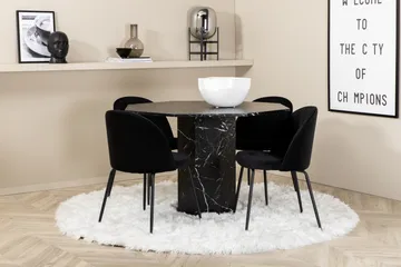 Marbs Spisegruppe 110 cm Rund inkl. 4 Foyos Stoler - Svart - Møbler - Bord - Spisegrupper