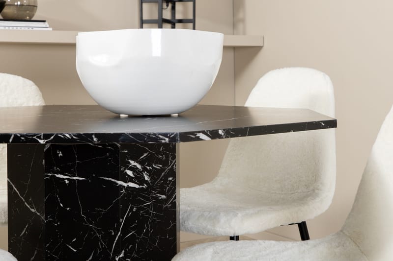 Marbs Spisegruppe 110 cm Rund inkl. 4 Pontus Stoler - Svart/Hvit - Møbler - Bord - Spisegrupper