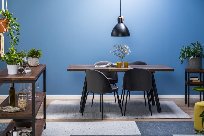 Marcelen Forlengningsbar Spisegruppe 140 cm med 4 Felipe Sto - Brun/Grå/Svart - Møbler - Bord - Spisegrupper