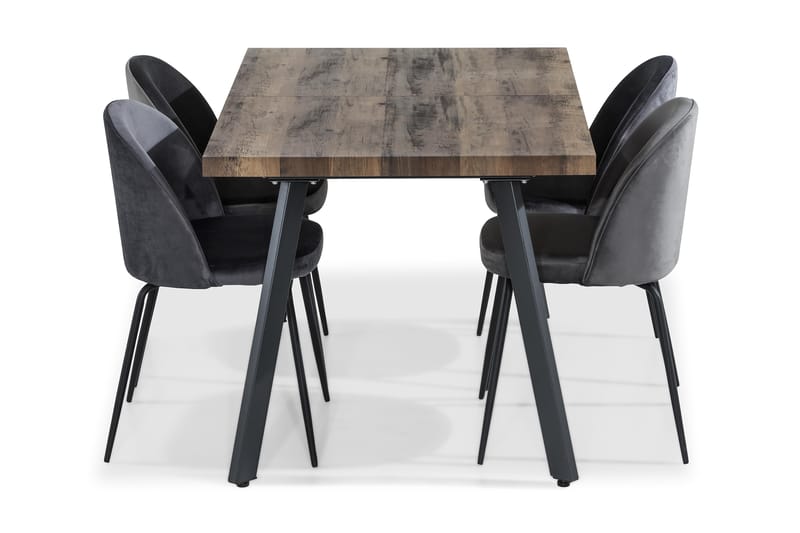Marcelen Forlengningsbar Spisegruppe 140 cm med 4 Felipe Sto - Brun/Grå/Svart - Møbler - Bord - Spisegrupper