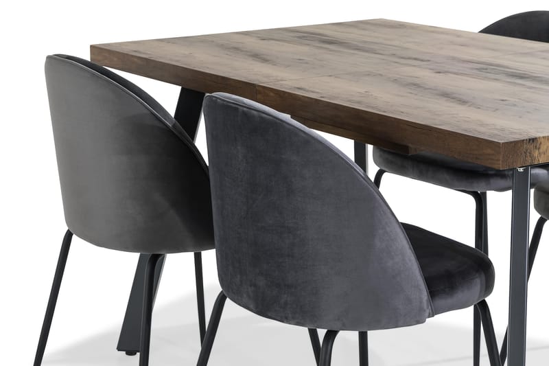Marcelen Forlengningsbar Spisegruppe 140 cm med 4 Felipe Sto - Brun/Grå/Svart - Møbler - Bord - Spisegrupper