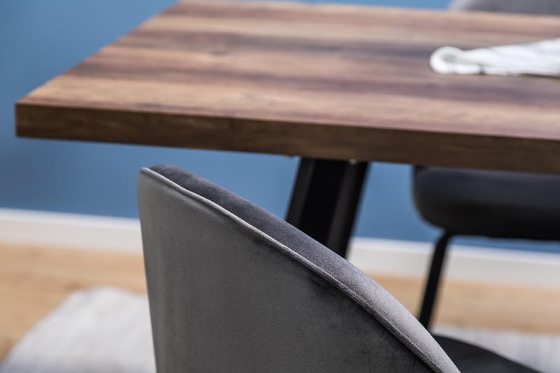 Marcelen Forlengningsbar Spisegruppe 140 cm med 4 Felipe Sto - Brun/Grå/Svart - Møbler - Bord - Spisegrupper