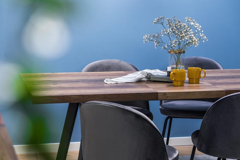 Marcelen Forlengningsbar Spisegruppe 140 cm med 4 Felipe Sto - Brun/Grå/Svart - Møbler - Bord - Spisegrupper