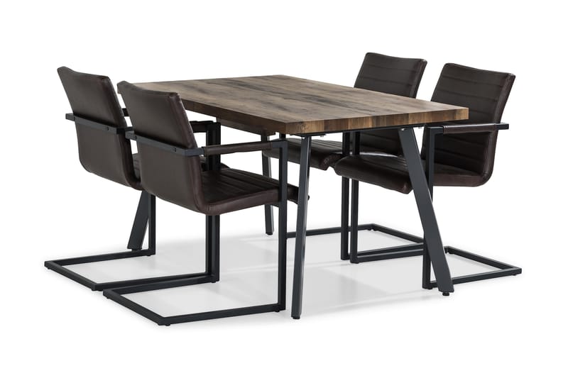 Marcelen Forlengningsbar Spisegruppe 140 cm med 4 House Stol - Brun/Mørkebrun - Møbler - Bord - Spisegrupper
