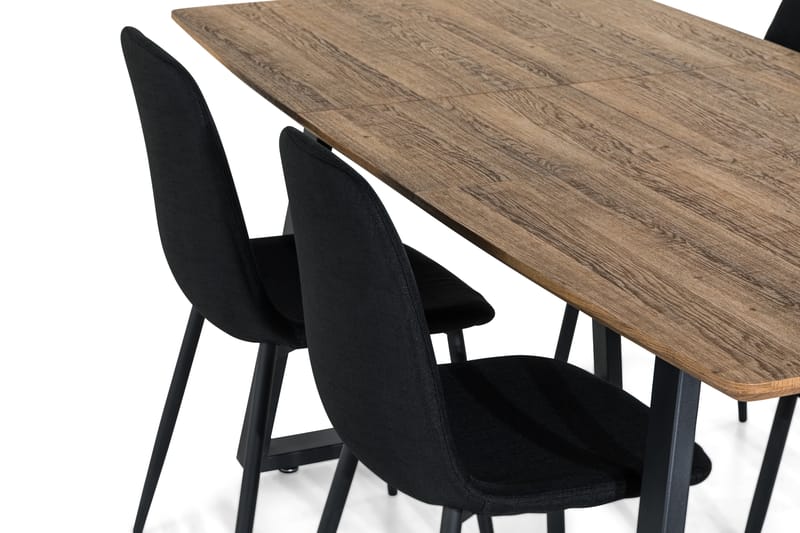 Marcelen Forlengningsbar Spisegruppe 140 cm med 4 Nibe Stol - Brun/Svart - Møbler - Bord - Spisegrupper