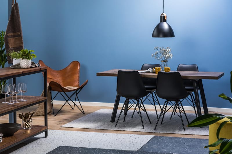 Marcelen Forlengningsbar Spisegruppe 140 cm med 4 Shell Stol - Brun/Svart - Møbler - Bord - Spisegrupper