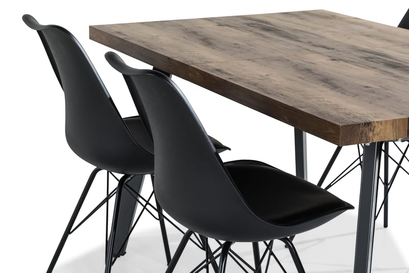 Marcelen Forlengningsbar Spisegruppe 140 cm med 4 Shell Stol - Brun/Svart - Møbler - Bord - Spisegrupper