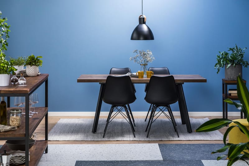 Marcelen Forlengningsbar Spisegruppe 140 cm med 4 Shell Stol - Brun/Svart - Møbler - Bord - Spisegrupper