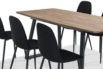 Marcelen Forlengningsbar Spisegruppe 140 cm med 6 Nibe Stol - Brun/Svart - Møbler - Bord - Spisegrupper