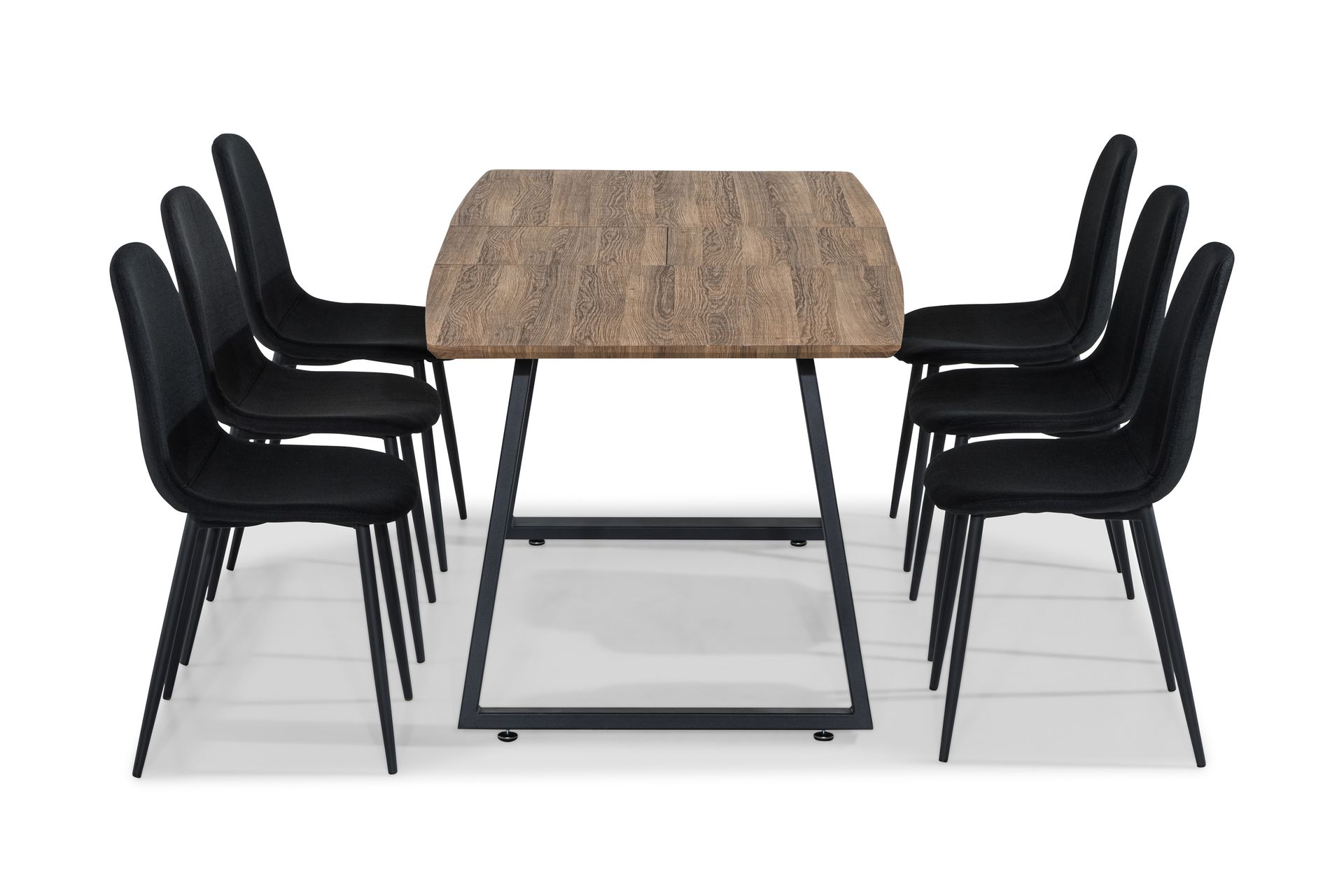 Marcelen Forlengningsbar Spisegruppe 140 cm med 6 Nibe Stol - Brun/Svart - Møbler - Bord - Spisegrupper