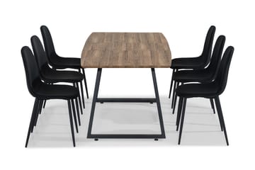 Marcelen Forlengningsbar Spisegruppe 140 cm med 6 Nibe Stol - Brun/Svart - Møbler - Bord - Spisegrupper