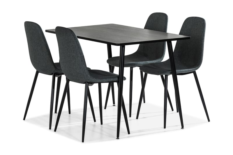 Marcelen Spisegruppe 120 cm med 4 Nibe Stol - Brun/Grå/Svart - Spisegrupper