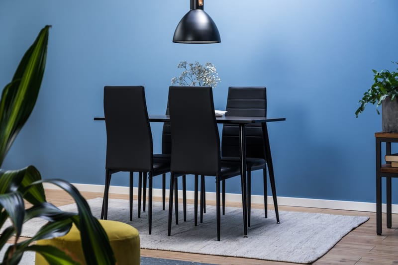 Marcelen Spisegruppe 120 cm med 4 Nibe Stol - Brun/Svart - Møbler - Bord - Spisegrupper